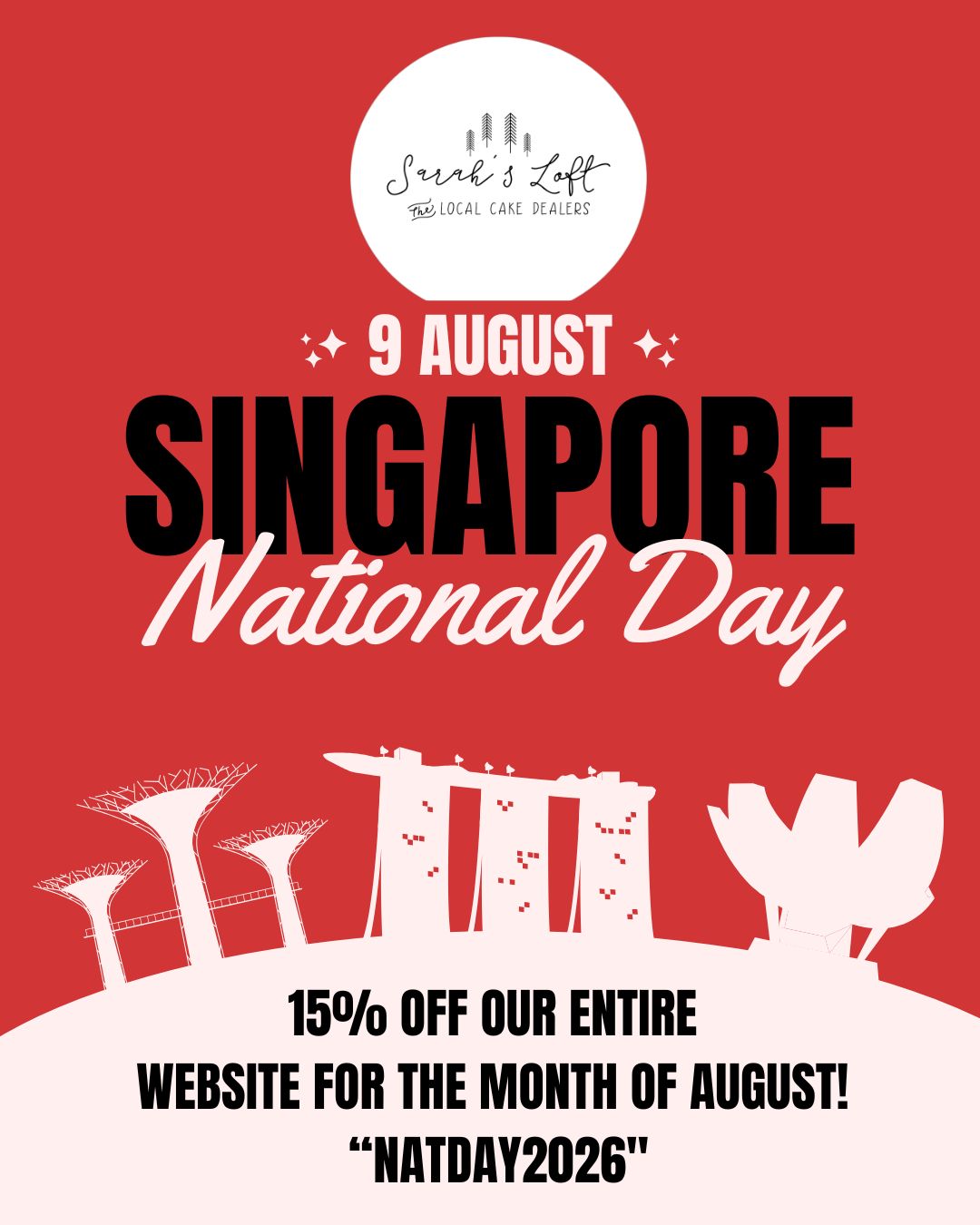 Red White and Black Bold Singapore National Day Instagram Post